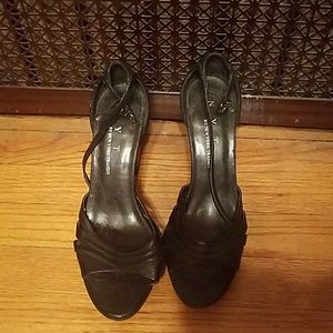 Black open toe heels